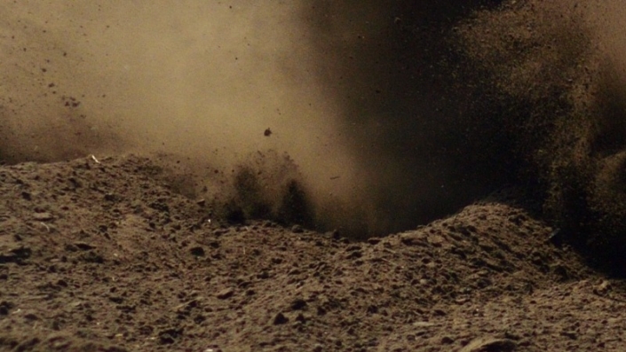 Eric v Loon-3×1 Rally car 705 Eric van Loon coming around the curve large cloud of dust kicked up behind him grid tile 7