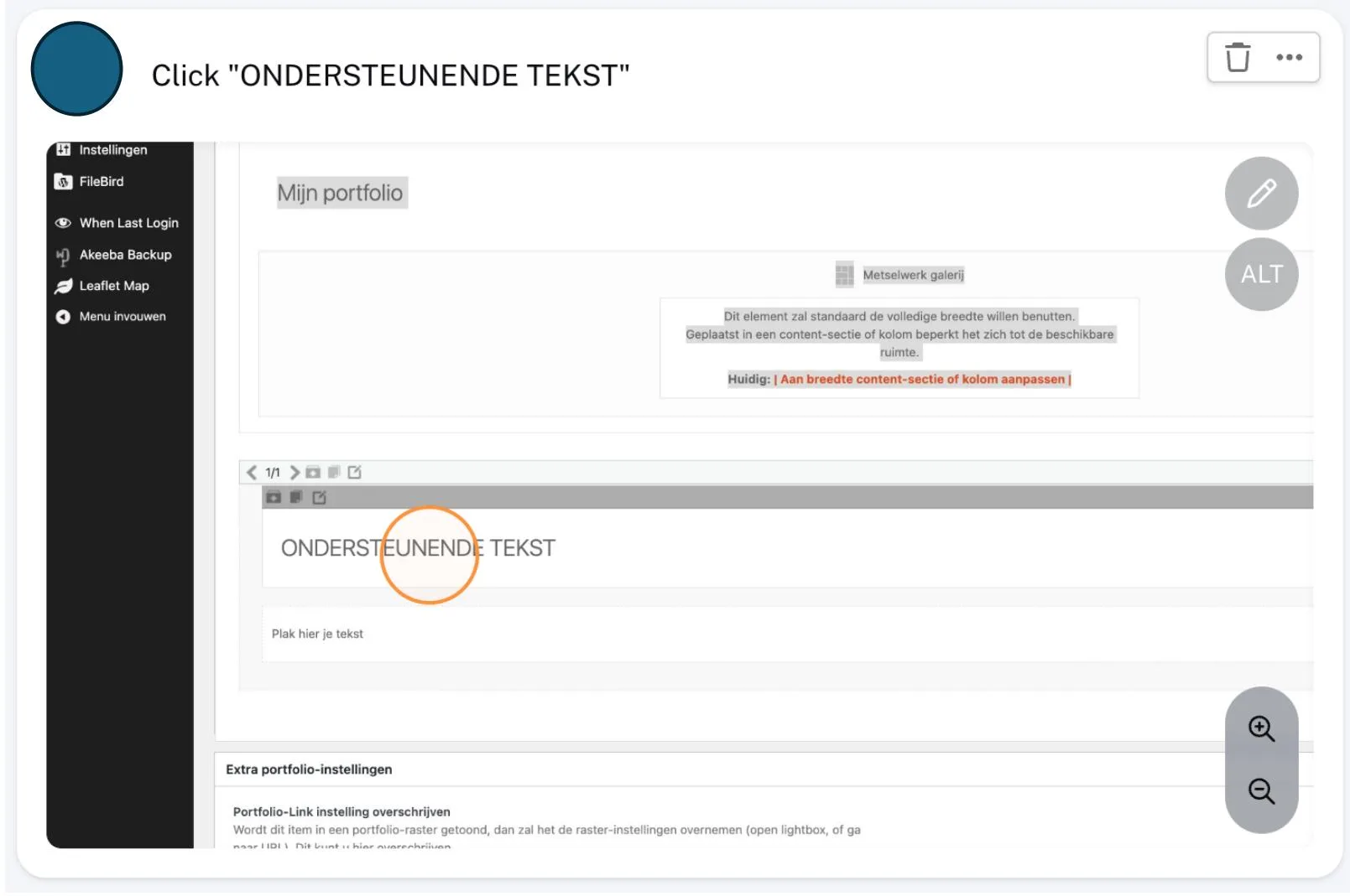 Editor voor het wijzigen van de koptekst