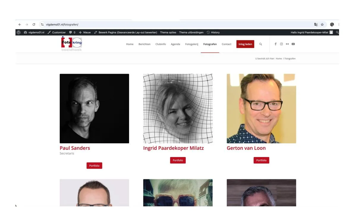 Portfolio-overzicht weergegeven in Chrome