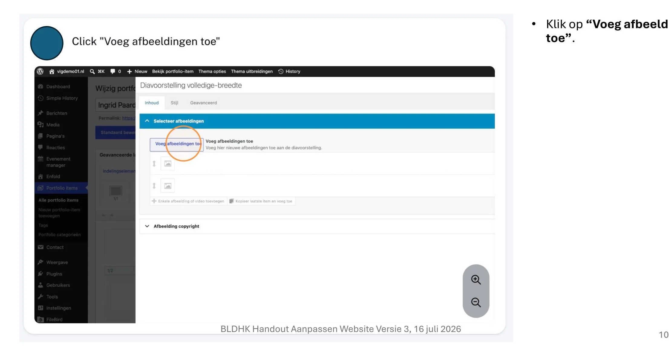 Venster met de knop Voeg afbeeldingen toe